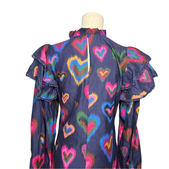 NWOT FARM Rio Multi-Color Heart Mini Dress with Beautiful Detailing (XS) - Picture 13 of 16